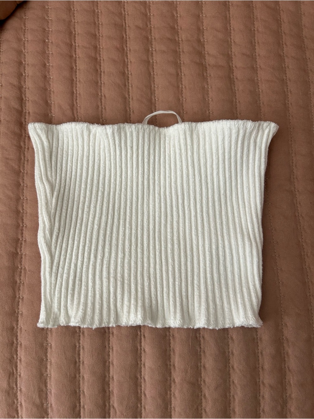 ARE YOU AM I White Ribbed Strapless Top - Picture 1 of 3